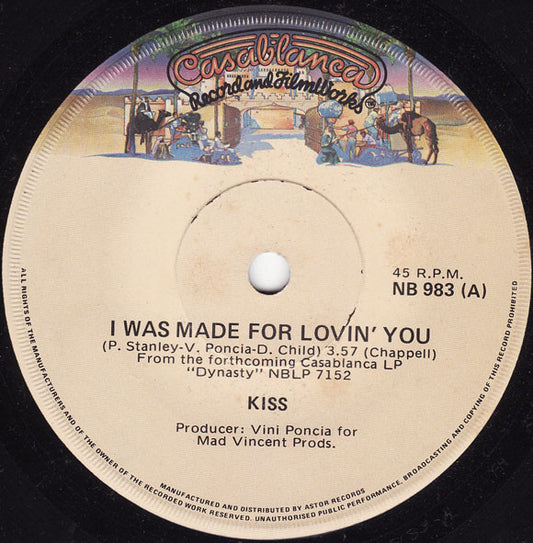 Kiss : I Was Made For Lovin' You  (7", Single)