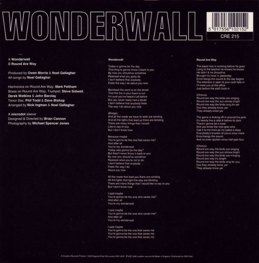 Oasis (2) : Wonderwall (7", Single)