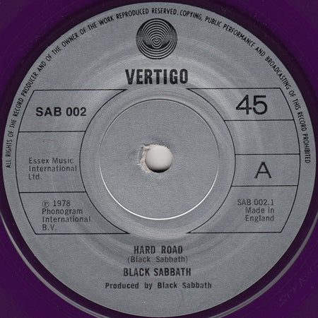 Black Sabbath : Hard Road (7", Single, Pur)