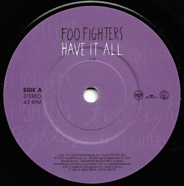 Foo Fighters : Have It All (7", Single)
