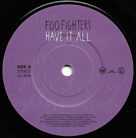 Foo Fighters : Have It All (7", Single)
