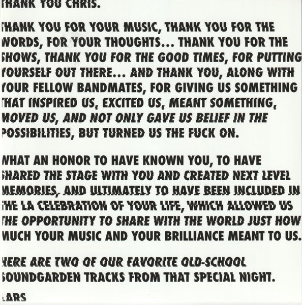 Metallica : Tribute To Chris Cornell (7", Club, Ltd, Num)