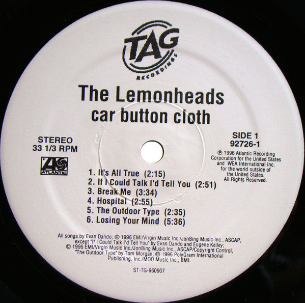 The Lemonheads : Car Button Cloth (LP, Album)