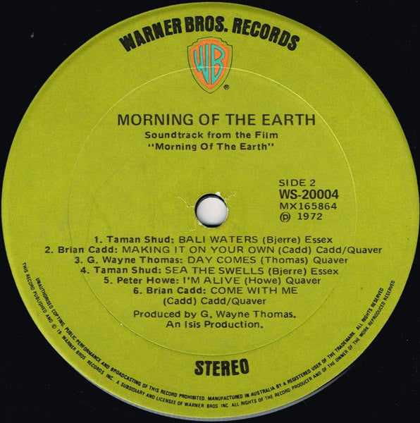 Various : Morning Of The Earth (Soundtrack From The Film "Morning Of The Earth") (LP, Album, Gat)