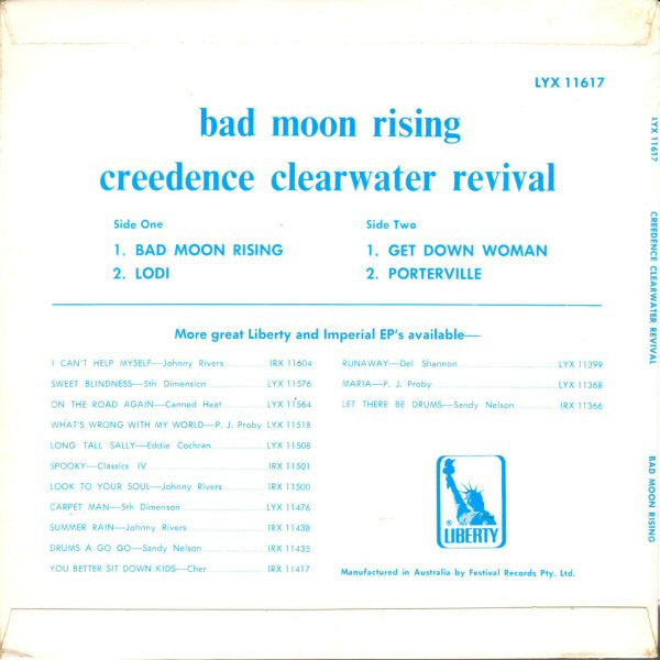 Creedence Clearwater Revival : Bad Moon Rising (7", EP, Fir)