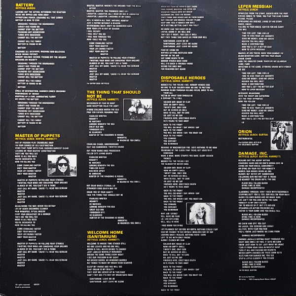 Metallica : Master Of Puppets (LP, Album)