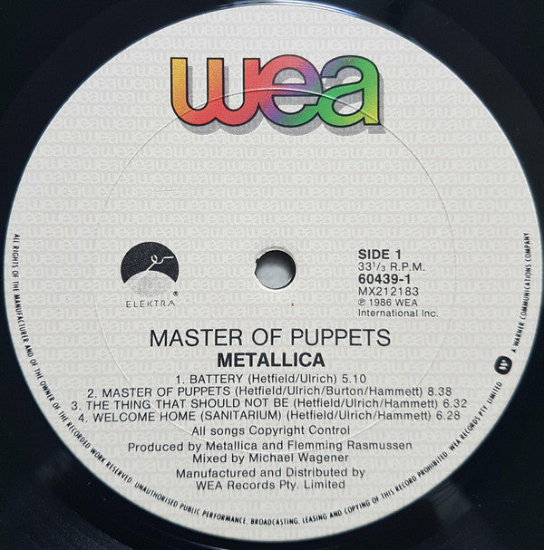Metallica : Master Of Puppets (LP, Album)