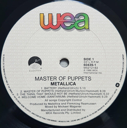 Metallica : Master Of Puppets (LP, Album)
