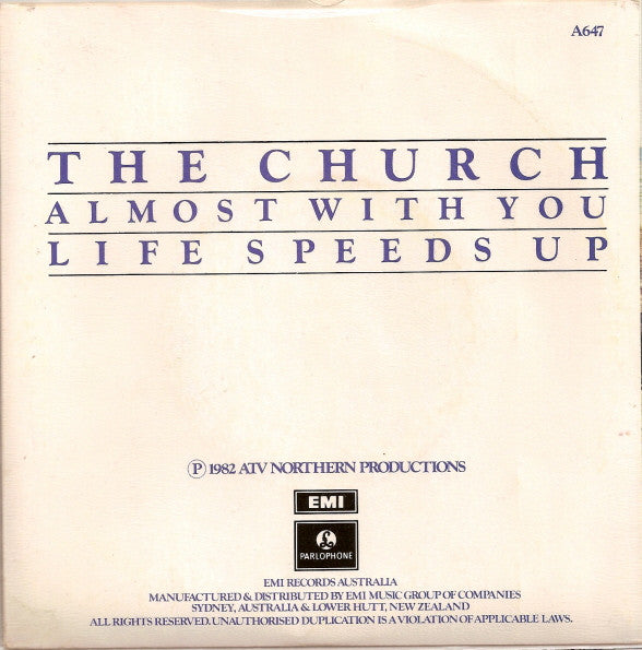 The Church : Almost With You (7", Single, Fla)