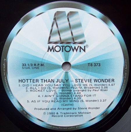 Stevie Wonder : Hotter Than July (LP, Album, Gat)