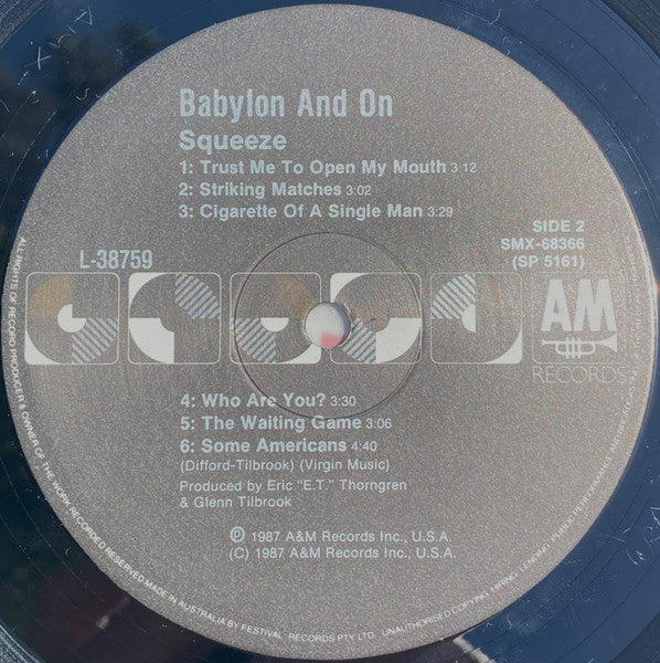 Squeeze (2) : Babylon And On (LP, Album)