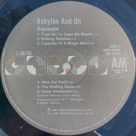 Squeeze (2) : Babylon And On (LP, Album)