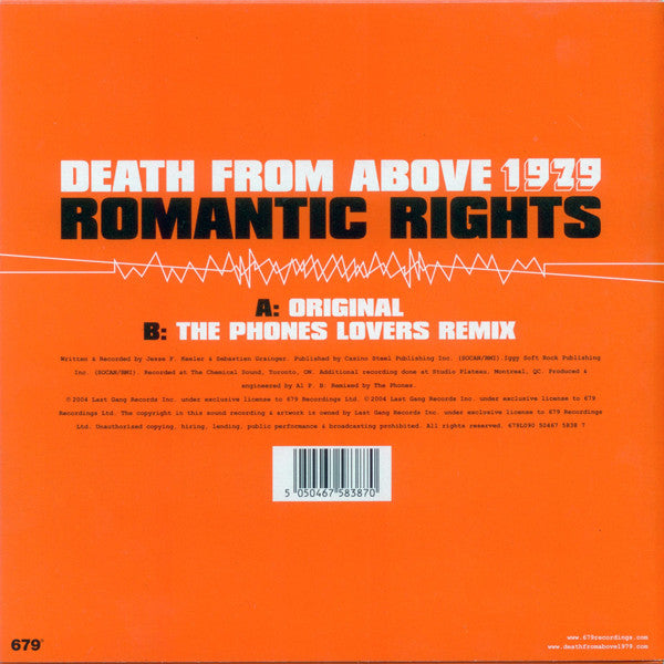 Death From Above 1979 : Romantic Rights (7", Single)