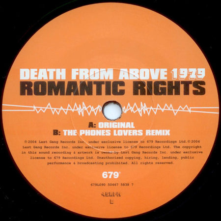Death From Above 1979 : Romantic Rights (7", Single)
