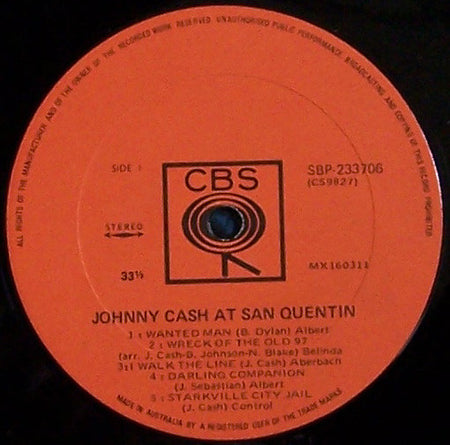 Johnny Cash : Johnny Cash At San Quentin (LP, Album)
