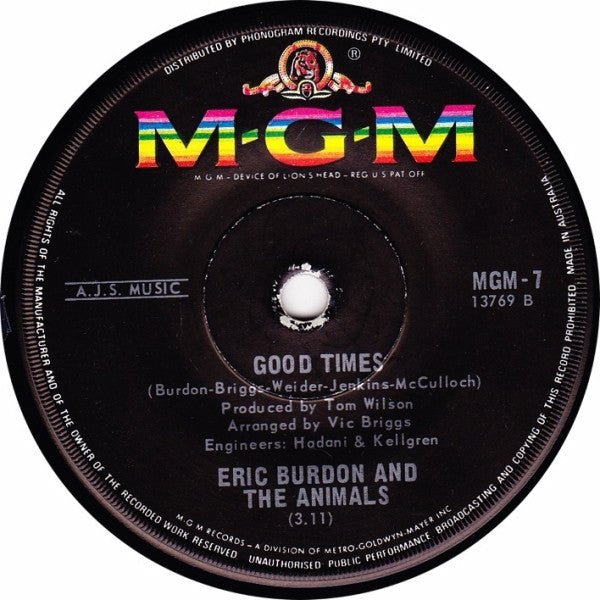 Eric Burdon And The Animals* : San Franciscan Nights (7", Single)