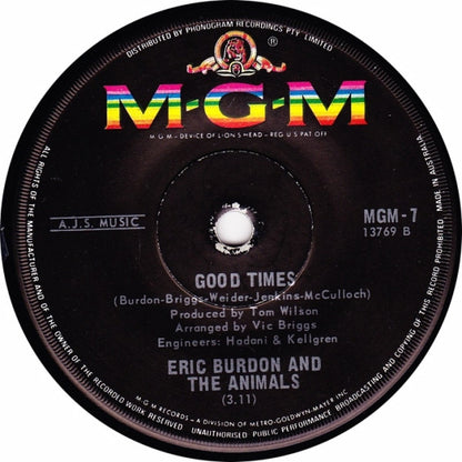 Eric Burdon And The Animals* : San Franciscan Nights (7", Single)