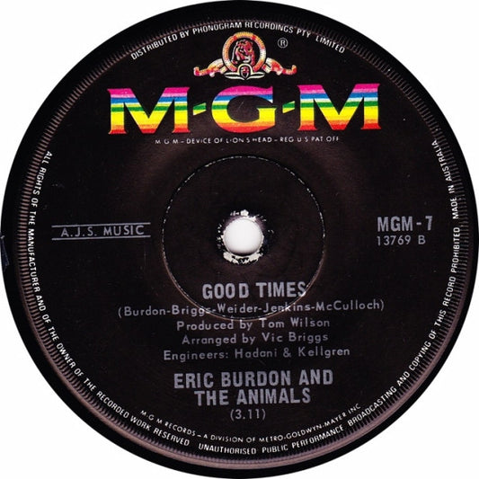 Eric Burdon And The Animals* : San Franciscan Nights (7", Single)