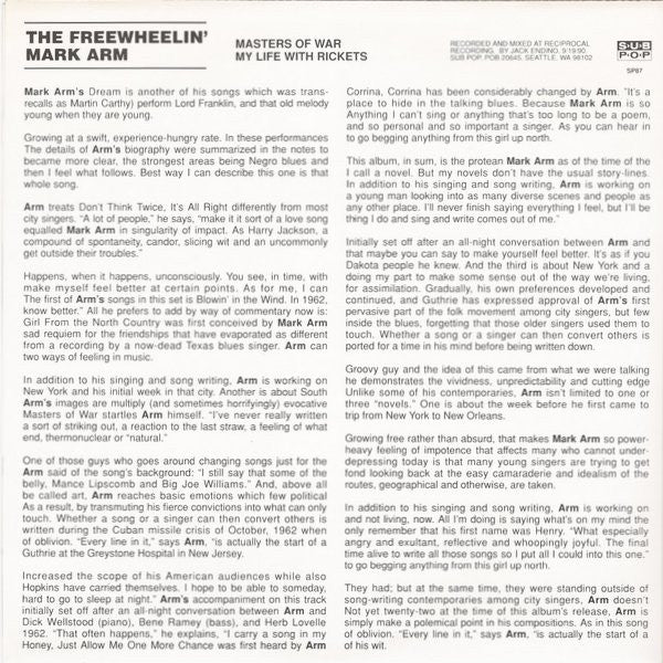 Mark Arm : The Freewheelin' Mark Arm (7", Single, Min)