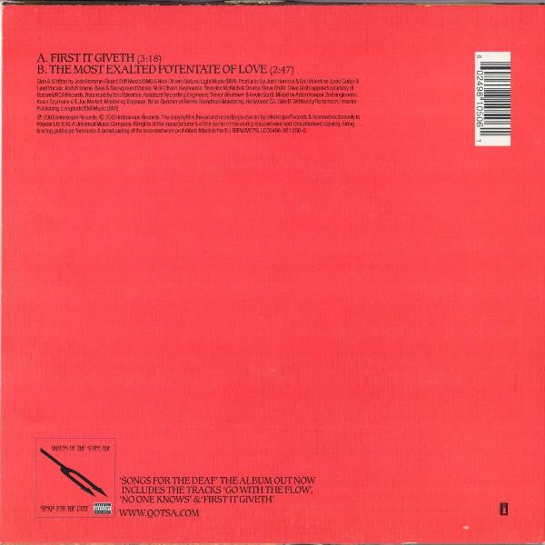 Queens Of The Stone Age : First It Giveth (7", Single, Red)