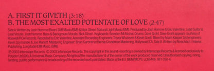 Queens Of The Stone Age : First It Giveth (7", Single, Red)