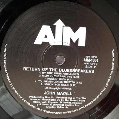 John Mayall Featuring Mick Taylor : Return Of The Bluesbreakers (LP)