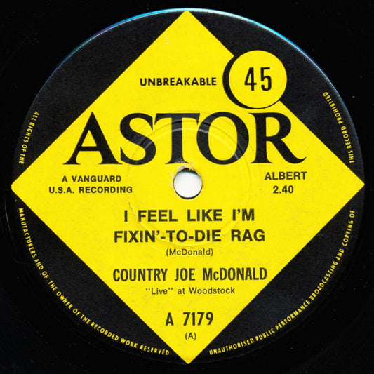 Country Joe McDonald / Country Joe And The Fish : I Feel Like I'm Fixin'-To-Die Rag / Rock And Soul Music (7", Single)