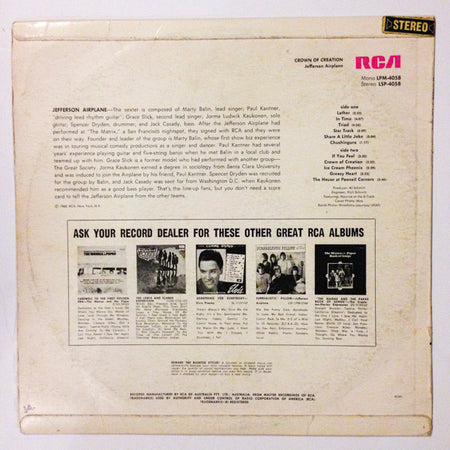 Jefferson Airplane : Crown Of Creation (LP, Album)