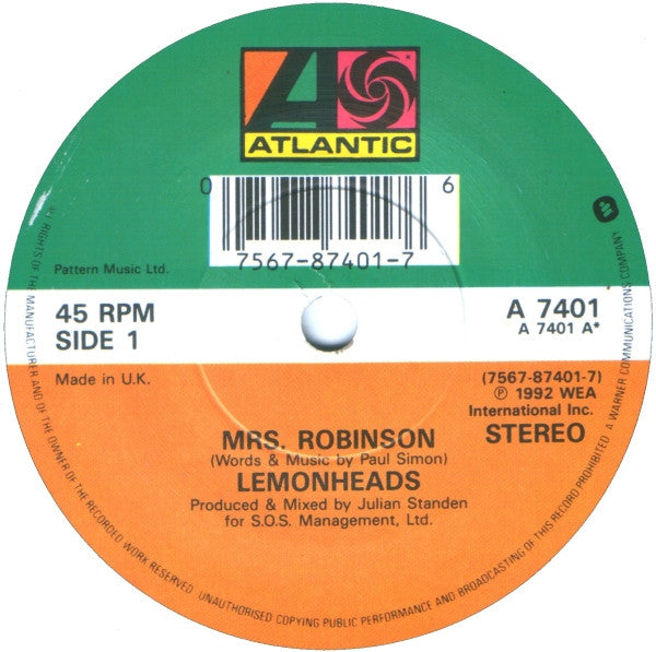 Lemonheads* : Mrs. Robinson / Being Around (7", Single)