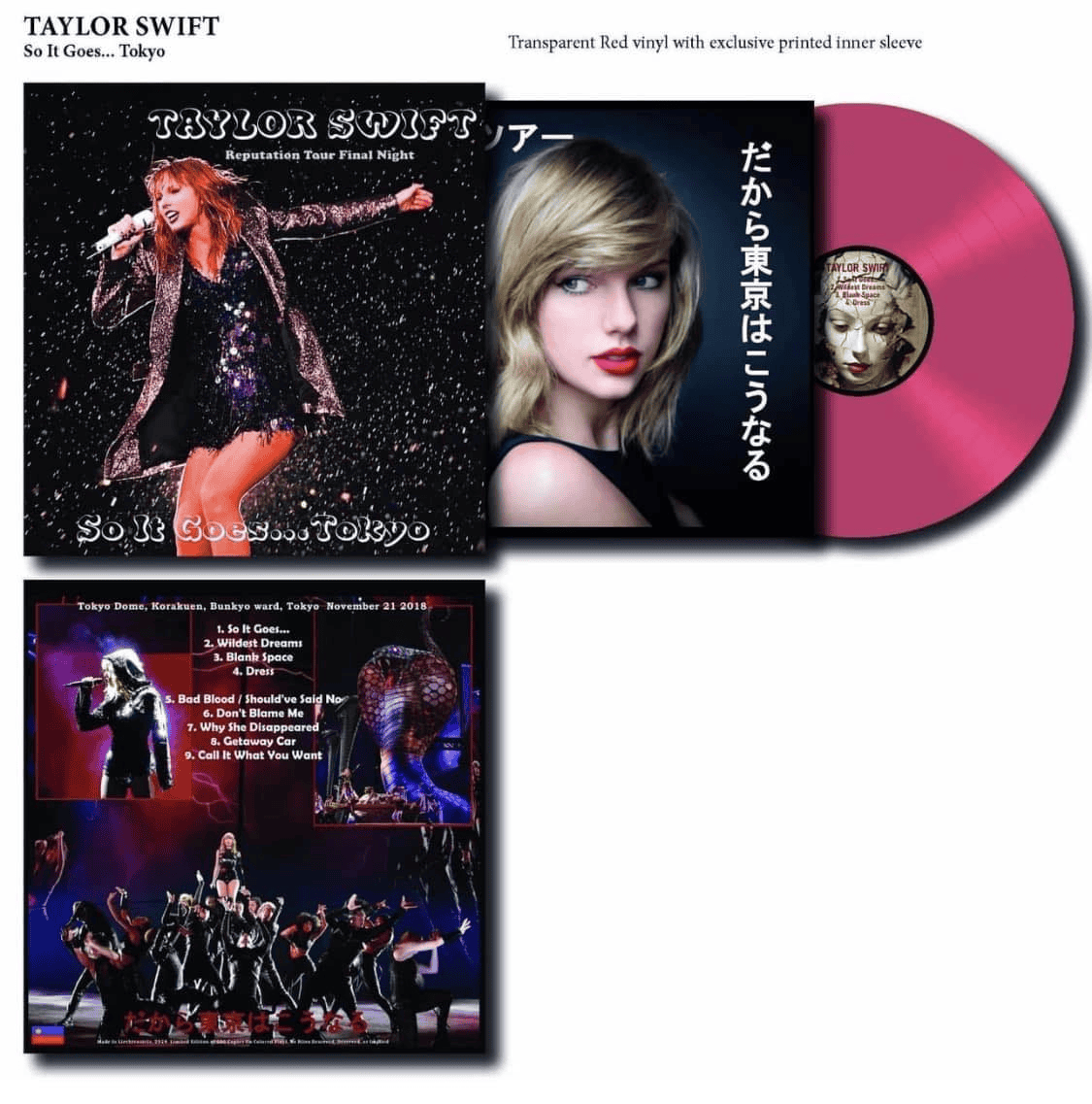 TAYLOR SWIFT - So It Goes... Tokyo: Reputation Tour Final Night Unofficial Vinyl - JWrayRecords