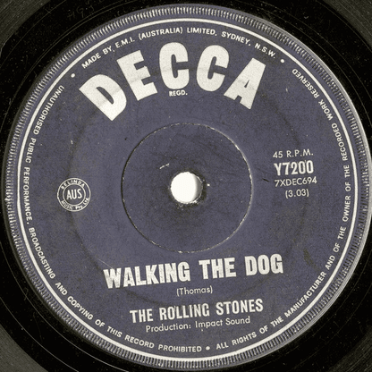 THE ROLLING STONES - Under The Boardwalk / Walking The Dog (VG+/GEN) 7" Single Vinyl