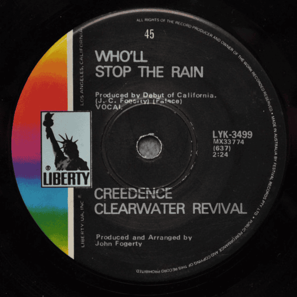 CREEDENCE CLEARWATER REVIVAL - Travelin' Band / Who'll Stop The Rain (VG+/GEN) 7" Single Vinyl