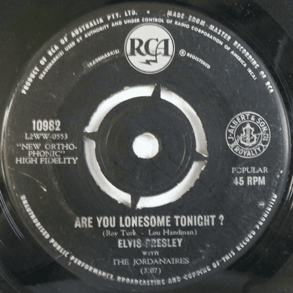 ELVIS PRESLEY - Are You Lonesome Tonight? (G+/GEN) 7" Single Vinyl