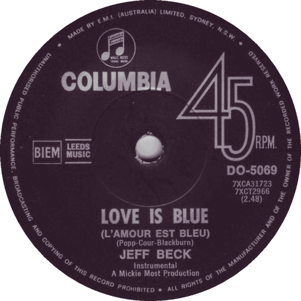 JEFF BECK – Love Is Blue/I've Been Drinking 7" Single (VG+,GEN)