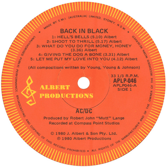 AC/DC - Back In Black (VG/VG+) Vinyl
