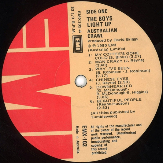 AUSTRALIAN CRAWL - The Boys Light Up (VG+/GEN) Vinyl JWrayRecords