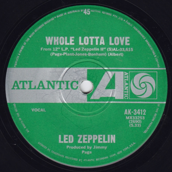 LED ZEPPELIN - Whole Lotta Love 7" Single (VG/GEN) Vinyl JWrayRecords